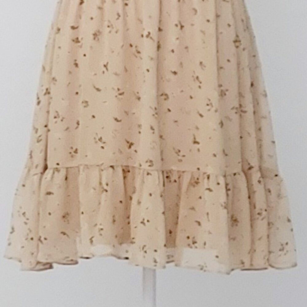 Altar’d State Women’s Tan Floral Dress Flowy Cap Sleeves, Simple Elegance Size M - Picture 5 of 12